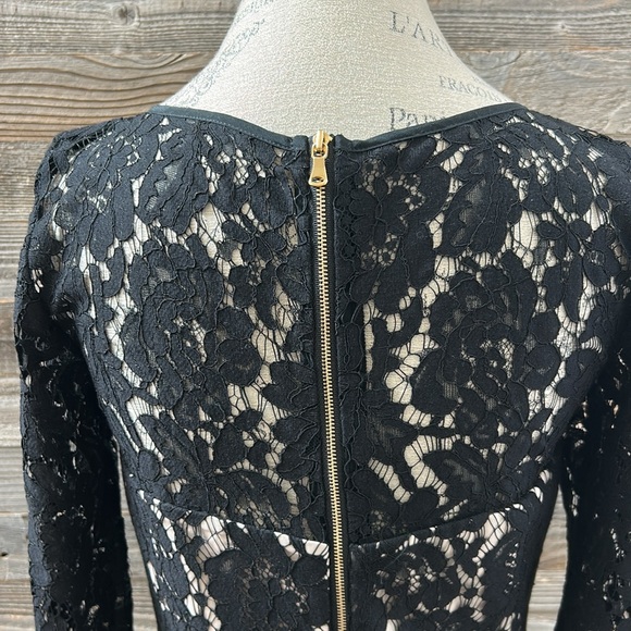 Milly Black 3/4 Length Sleeve Lace Midi Dress Size 8 - Picture 7 of 13